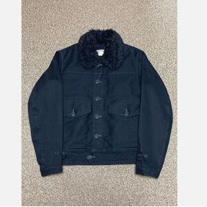 RRL Kenton Deck Jacket Black Faux Shearling Lined Cotton Work Jacket XL $995
